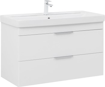 AQUANET Тумба под раковину подвесная Ирис New 100 белый глянец AQUANET-339280 - фото 267501