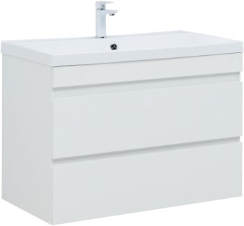 AQUANET Тумба под раковину подвесная Нота New 90 белый глянец AQUANET-335419 - фото 268681