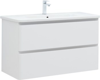 AQUANET Тумба под раковину подвесная Эмбер 105 белый матовый AQUANET-330469 - фото 269456