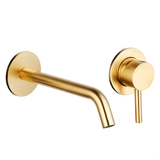 AQUAme Siena Смеситель для раковины настенный на 2 отв. 180мм, внутр монтаж в компл., Glossy gold AQM6215GG - фото 273008