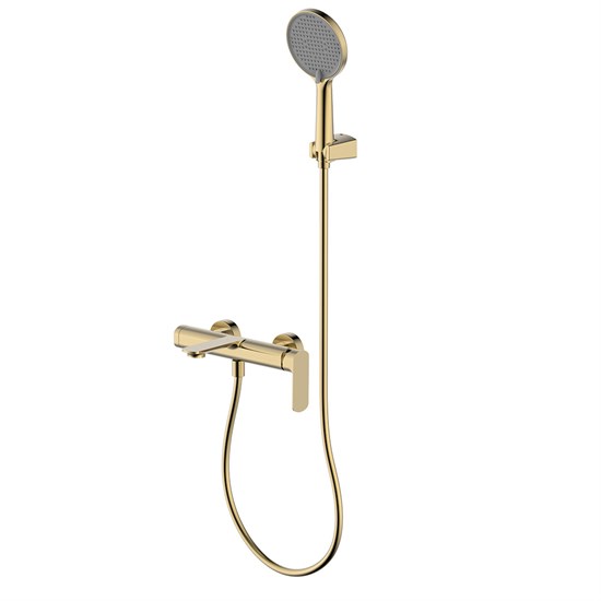 AQUAme Monza Смеситель для ванны однорычажный, с душевым набором, 3 режима, Brushed gold AQM6312BG - фото 273250