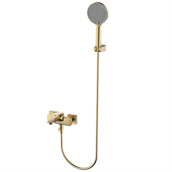 AQUAme Imola Смеситель для ванны, с душевым набором, ?120 мм, 3 режима, Brushed gold AQM6712BG - фото 273345