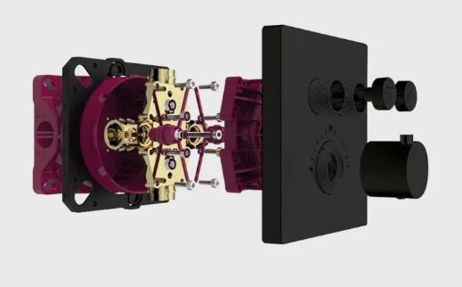 AQUAme Встраиваемый термостат с регулировкой напора на 2 потр., черный матовый AQM8801MB - фото 273440