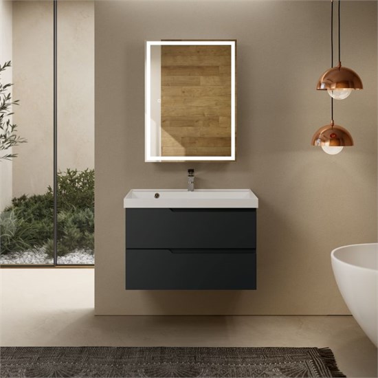 AQUAme "S3" тумба под умывальник подвесная 80 см., цвет антрацит. AQM900380GM - фото 274103
