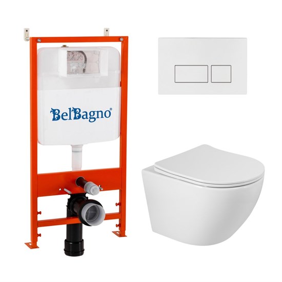 BELBAGNO Комплект 3 в 1 Унитаз подвесной с сиденьем BelBagno SFERA-R BB046CHR/SC + Система инсталляции 2 в 1 BelBagno BB026/BB042BL BB046CHR/SC/BB026/BB042BL - фото 275399