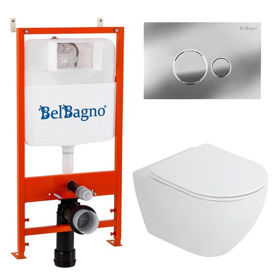 BELBAGNO Комплект 4 в 1 Унитаз подвесной с сиденьем CEZARES STYLUS-TOR CZR-6601-TH-TOR/CZR-2316-SC+Система инсталляции 2 в 1 BelBagno BB026/BB081CR CZR-6601-TH-TOR/CZR-2316-SC/BB026/BB081CR - фото 275414