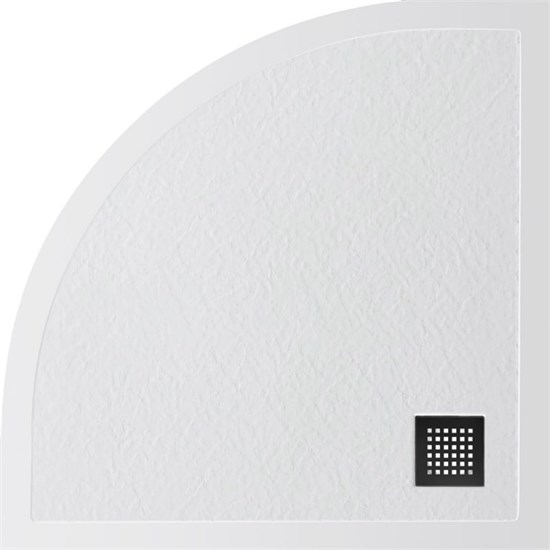 BELBAGNO Uno Поддон полукруглый из искусственного мрамора в комплекте с сифоном с чёрной матовой декоративной накладкой, размер 90x90 см TRAY-MR-UNO-R-90-550-35-W-NO