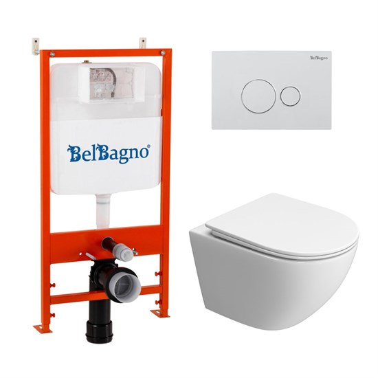 BELBAGNO Комплект 3 в 1 Унитаз подвесной с сиденьем BelBagno UNO-TOR BB5177CH-TOR/SC + Система инсталляции 2 в 1 BelBagno BB026/BB082BL BB5177CH-TOR/SC/BB026/BB082BL - фото 275783