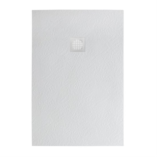 BELBAGNO Uno Поддон прямоугольный из искусственного мрамора в комплекте с сифоном с белой матовой декоративной накладкой, размер 160x80 см TRAY-MR-UNO-AH-160/80-35-W-BO