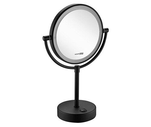 WASSERKRAFT K-1005BLACK Зеркало с LED-подсветкой двухстороннее, стандартное и с 3-х кратным увеличением, черный WASSERKRAFT 1005BLACK - фото 275947