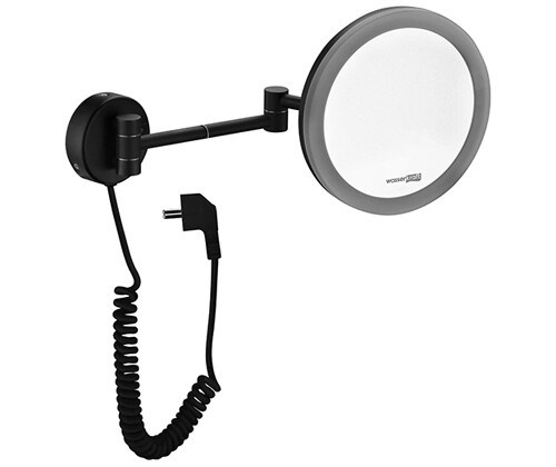 WASSERKRAFT K-1004BLACK Зеркало с LED-подсветкой, 3-х кратным увеличением, черный WASSERKRAFT 1004BLACK - фото 275951
