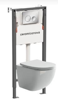 CERAMICA NOVA Комплект Подвесной унитаз FORMA Rimless + Система инсталляции Balance кнопка Circle, хром глянцевый CN3009_121001CH - фото 278316