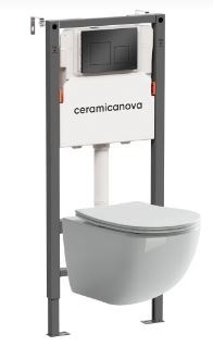 CERAMICA NOVA Комплект Подвесной унитаз FORMA Rimless + Система инсталляции Balance кнопка Square, черный матовый CN3009_121002MB - фото 278323