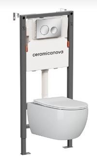 CERAMICA NOVA Комплект Подвесной унитаз PLAY Rimless + Система инсталляции Balance кнопка Circle, хром глянцевый CN3001_121001CH - фото 278328