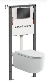 CERAMICA NOVA Комплект Подвесной унитаз Ulma Rimless + Система инсталляции Balance кнопка Square, черный матовый CN4006_121002MB - фото 278359