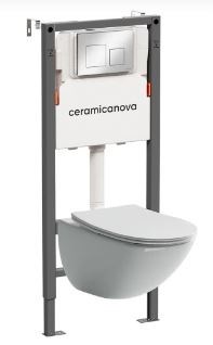 CERAMICA NOVA Комплект Подвесной унитаз MONO Rimless + Система инсталляции Balance кнопка Square, хром глянцевый CN1905_121002CH - фото 278370