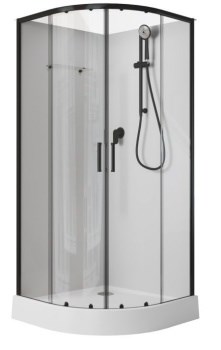 AQUANET Passion EVO Душевая кабина четверть круга размер 100x100 см профиль - черный / стекло - прозрачное AQUANET-282010 - фото 282361