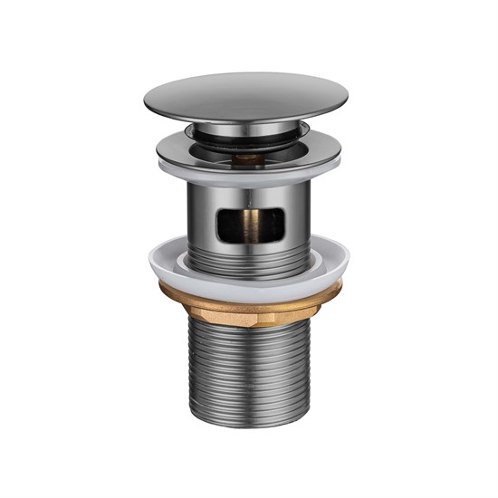 AQUATEK AQ6001BGM Сливной набор для раковины Push-open с переливом, оружейная сталь AQ6001BGM