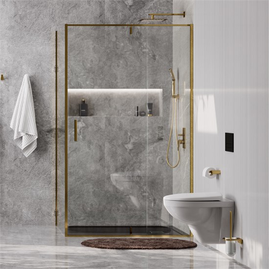WASSERKRAFT Aisch 55P Душевой уголок прямоугольный размер 120x90 см двери распашные профиль - золото / стекло - прозрачное WASSERKRAFT 55P07 - фото 286480