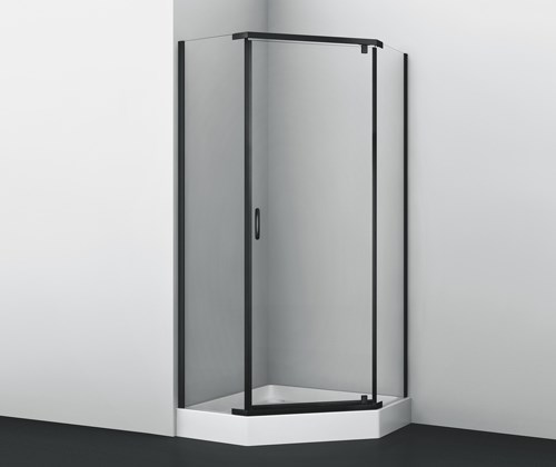 WASSERKRAFT Wiese 84P Душевой уголок пятиугольный размер 100x100 см двери распашные профиль - черный / стекло - прозрачное WASSERKRAFT 84P38 - фото 289856