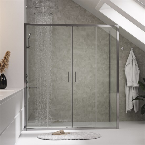 WASSERKRAFT Lippe 45S Душевой уголок прямоугольный размер 150x100 см двери раздвижные профиль - хром / стекло - прозрачное WASSERKRAFT 45S49 - фото 289909