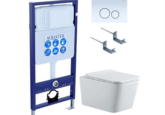 AQUATEK Либра New SET (рама AQUATEK Standard INS-0000012 с клавишей KDI-0000015 и крепежом KKI-0000002+унитаз ЛИБРА N AQ0530N-00 с тонким сиденьем sc, белый SET AQUATEK ЛИБРА N KDI15 - фото 290609