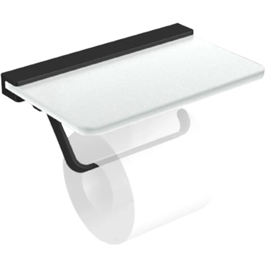 LANGBERGER Black Edition Бумагодержатель со стеклянной полкой (32041B-BP), черный матовый BLACKEDITION32041B-BP - фото 290694
