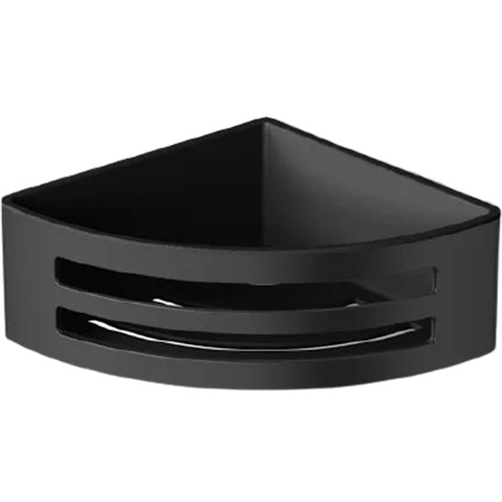 LANGBERGER Black Edition Полка для душа 1- эт. угловая с пластиком (75660-BPC), черный матовый BLACKEDITION75660-BPC - фото 290719