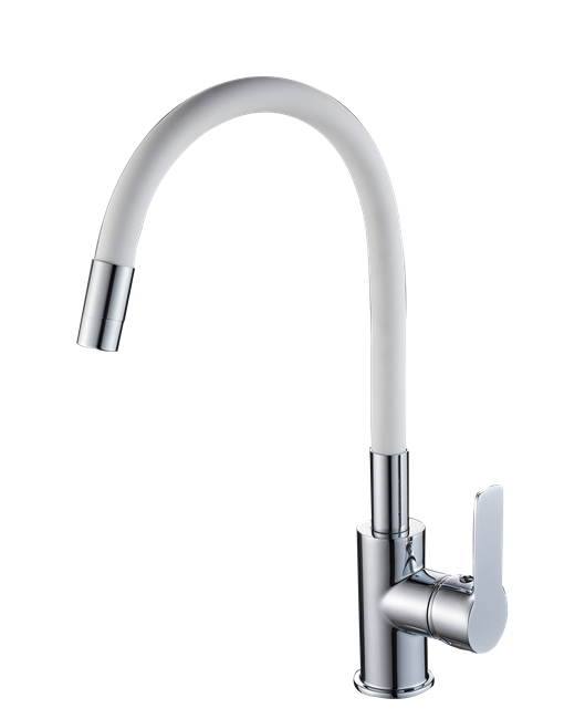 RUSH Siple Смеситель для кухонной мойки с гибким изливом (SI7335-60White), цвет хром / белый SI7335-60White - фото 291176
