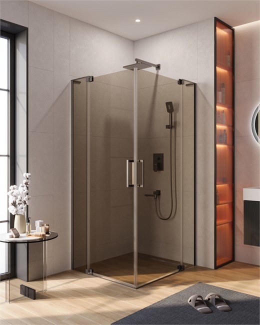 CEZARES Slider Душевой уголок прямоугольный размер 80x70 см, профиль - оружейная сталь / стекло - бронза, двери Распашная SLIDER-AH-2-70/80-80/90-BR-GM