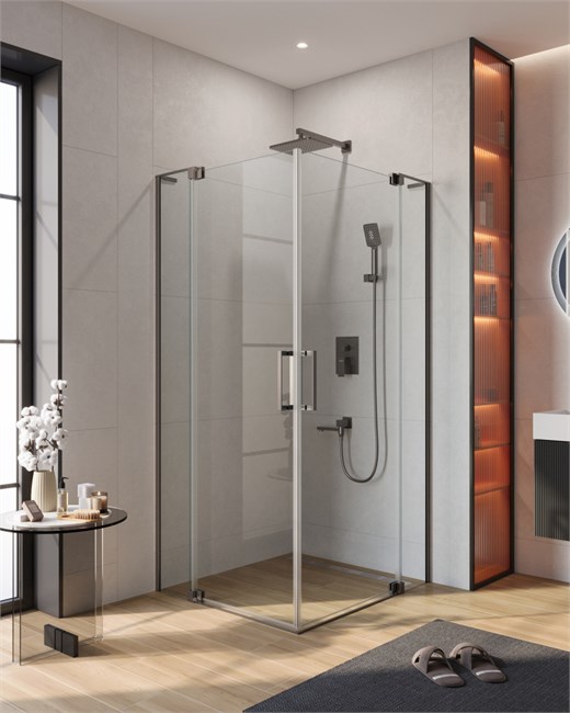 CEZARES Slider Душевой уголок прямоугольный размер 100x90 см, профиль - оружейная сталь / стекло - прозрачный, двери Распашная SLIDER-AH-2-90/100-100/110-C-GM