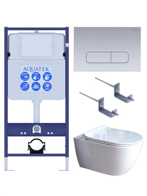 AQUATEK SET ПОЛАРИС (рама AQUATEK Standard INS-0000012+унитаз ПОЛАРИС AQ0700-01 с тонким сиденьем soft-close+ крепеж KKI-0000002 +панель KDI-0000014) SET AQUATEK ПОЛАРИС-01-014 4в1 - фото 292465