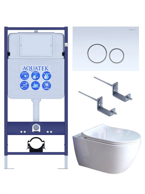 AQUATEK SET ПОЛАРИС (рама AQUATEK Standard INS-0000012+унитаз ПОЛАРИС AQ0700-01 с тонким сиденьем soft-close+ крепеж KKI-0000002 +панель KDI-0000015) SET AQUATEK ПОЛАРИС-01-015 4в1 - фото 292471