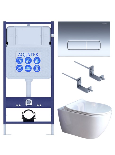 AQUATEK SET ПОЛАРИС (рама AQUATEK Standard INS-0000012+унитаз ПОЛАРИС AQ0700-01 с тонким сиденьем soft-close+ крепеж KKI-0000002 +панель KDI-0000016) SET AQUATEK ПОЛАРИС-01-016 4в1 - фото 292473