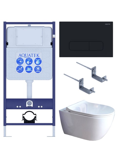AQUATEK SET ПОЛАРИС (рама AQUATEK Standard INS-0000012+унитаз ПОЛАРИС AQ0700-01 с тонким сиденьем soft-close+ крепеж KKI-0000002 +панель KDI-0000017) SET AQUATEK ПОЛАРИС-01-017 4в1 - фото 292476