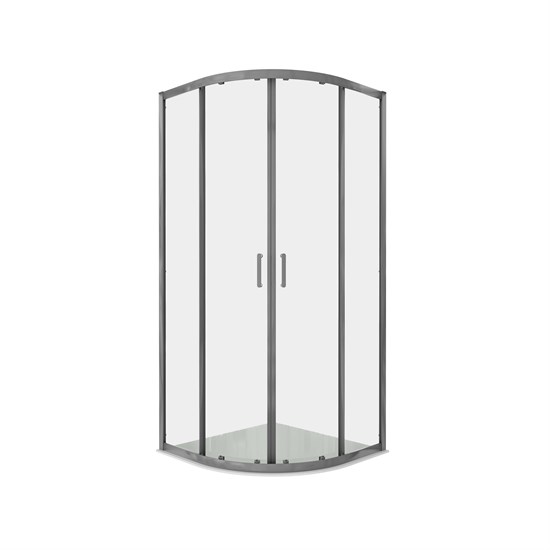 AQUATEK Душевой уголок 1/4 круга, двери раздвижные, 200x90x90 см, профиль оружейная сталь, стекло прозрачное, закаленное AQ.RO.090.1GM - фото 292905