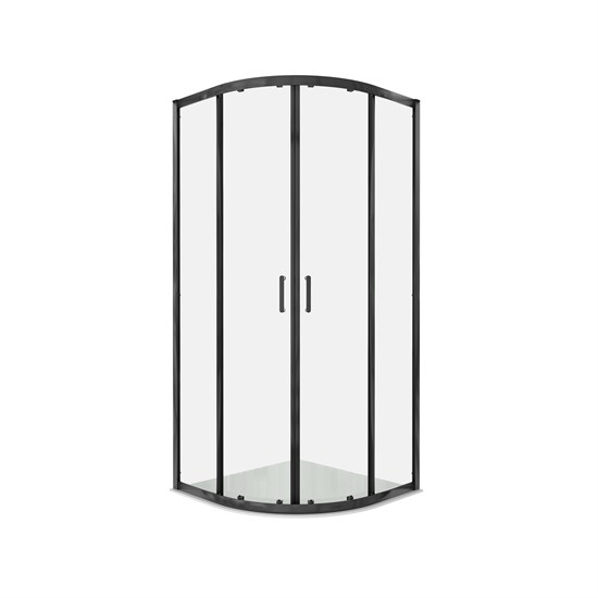 AQUATEK Душевой уголок 1/4 круга, двери раздвижные, 200x100x100 см, профиль черный матовый, стекло прозрачное, закаленное AQ.RO.100.1BL - фото 292907
