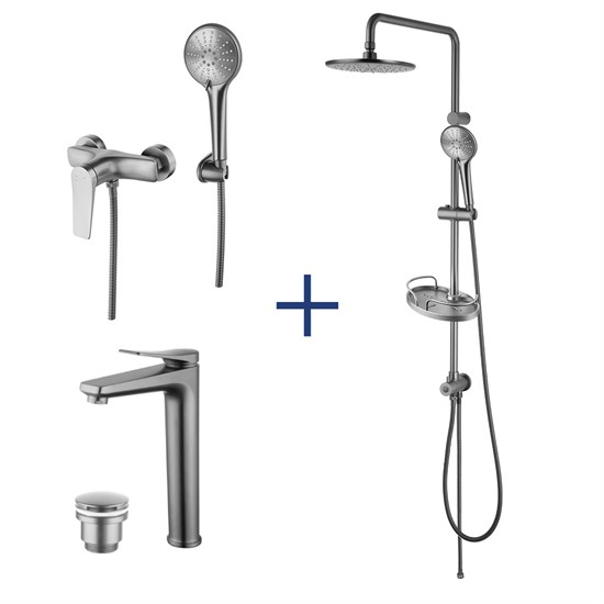 LEMARK Bronx Комплект для ванной комнаты "3 в 1" , графит LM3789GM - фото 293418