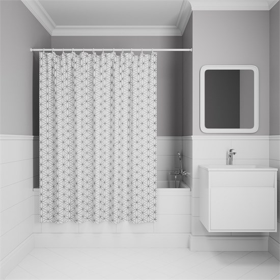 IDDIS Штора для ванной, 200x180 см, Полиэстер, (BB04P18i11) ,цвет черный | белый BB04P18i11 - фото 294872
