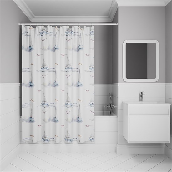 IDDIS Штора для ванной 200x180 см, Полиэстер (BO02P18i11) ,цвет белый BO02P18i11 - фото 294894