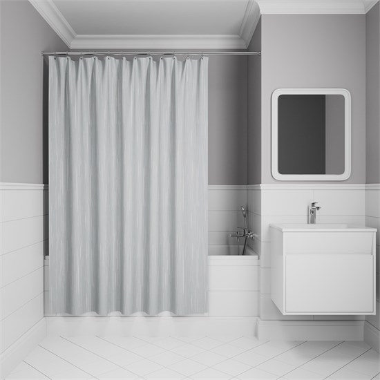 IDDIS Штора для ванной Base 200x240 см, Полиэстер (BD02P24i11) ,цвет светло-серый BD02P24i11 - фото 294914