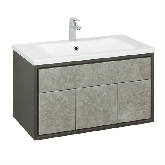 AQUATON Тумба под раковину Уэльс 80 NEW, подвесная, графит (1A267901WA6A0) 1A267901WA6A0