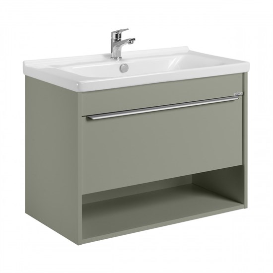 AQUATON Тумба под раковину Хоуп 80, подвесная, 1 ящик, хаки (1A287301HP9D0) 1A287301HP9D0