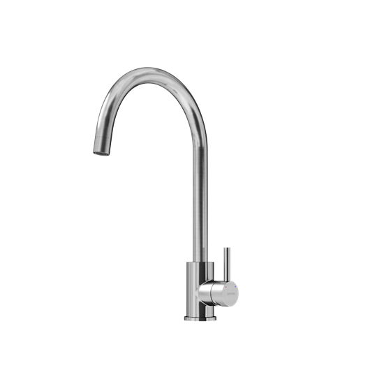 SANCOS Смеситель для кухни из нержавеющей стали Stainless, с поворотным R изливом, арт SC12001SS SC12001SS - фото 311250