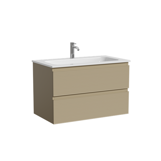 SANCOS Тумба подвесная с рельефным фасадом Folk 790х445х500, c двумя ящиками оснащенными доводчиками скрытого монтажа с системой плавного закрывания, цвет Капучино, арт.FL80CP FL80CP - фото 311460