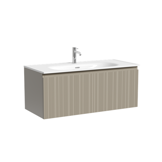 SANCOS Тумба подвесная с рельефным фасадом Code 990х453х400, c одним ящиком оснащенным доводчиками скрытого монтажа с системой Soft close (плавного закрывания), цвет серая платина , арт. CD100GP CD100GP - фото 311549