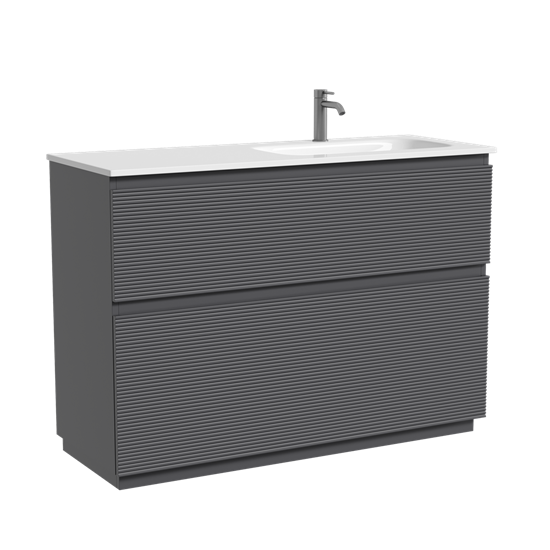 SANCOS Тумба напольная с рельефным фасадом Folk Floor правая 1190х445х850, c двумя ящиками оснащенными доводчиками скрытого монтажа с системой плавного закрывания, цвет Grey soft, арт.FL120FRGS FL120FRGS - фото 311800