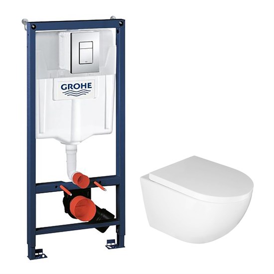 AZARIO Сет: Инсталляция Grohe Rapid SL 3 в 1 + Унитаз подвесной Azario ORMI слив "Скрытое Торнадо" с сиденьем микролифт (38772001+AZ-0253VD) 38772001+AZ-0253VD - фото 311941
