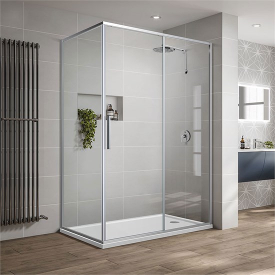 VINCEA Slim-U Душевой уголок прямоугольный размер 120x90 см, двери раздвижные, профиль - хром / стекло - прозрачное VSR-2SU9012CL - фото 315143