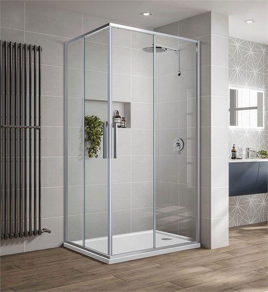 VINCEA Slim-U Душевой уголок прямоугольный размер 100x80 см, двери раздвижные, профиль - хром / стекло - прозрачное VSS-2SU8010CL - фото 315175